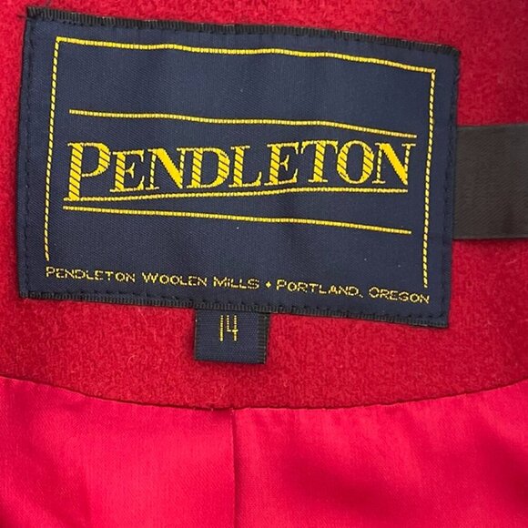 Pendleton Woman's Red Italian Fabric100% Wool Classic Pea Coat Sz 14 - Picture 9 of 10
